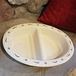 Longaberger Pottery divided serving dish